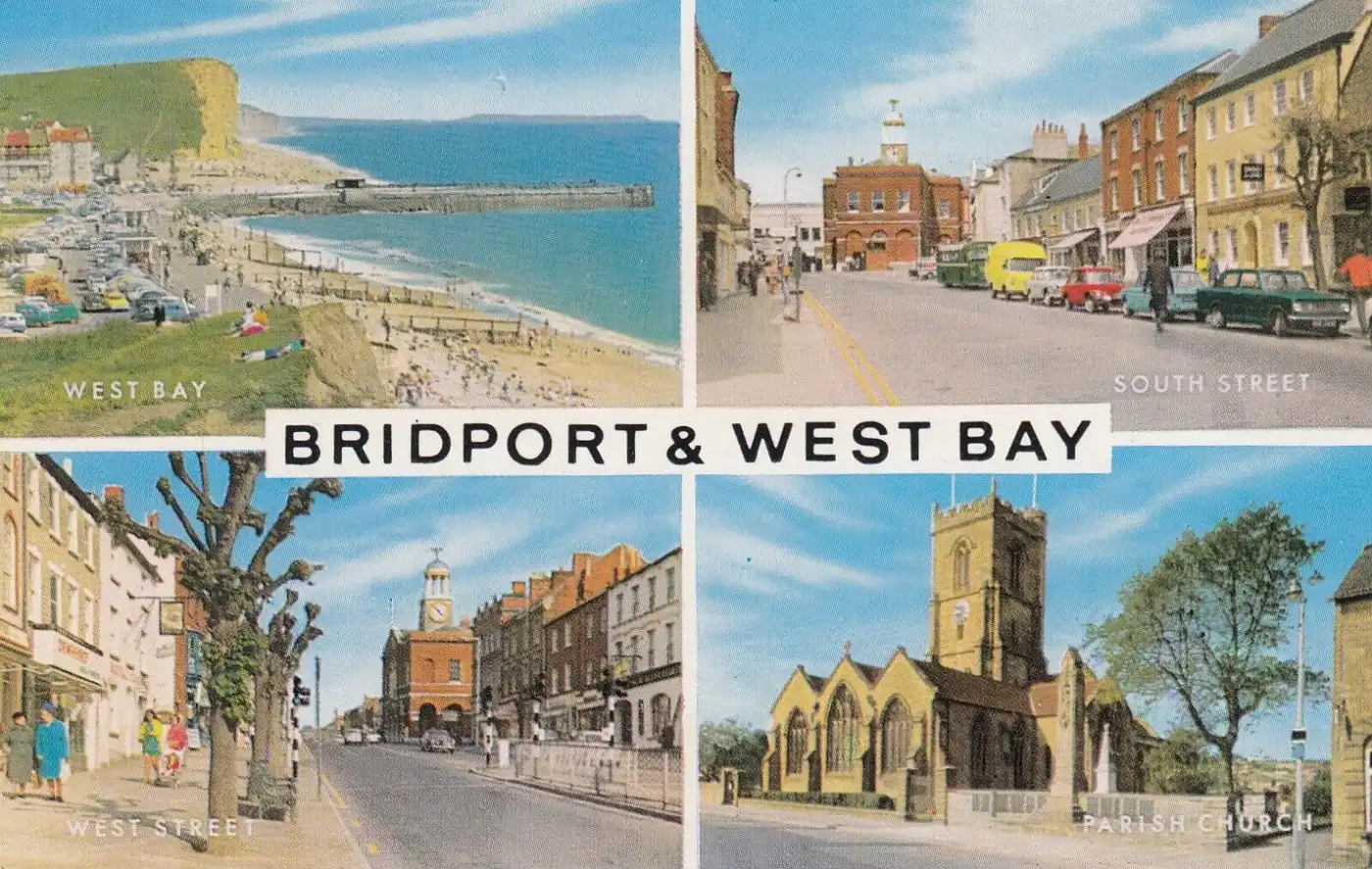 Bridport and West Bay Dorset vintage postcard
